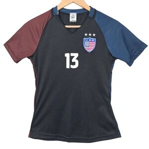 Team USA Soccer Jersey Girls XL Alex Morgan 13 Black Red Blue Shirt